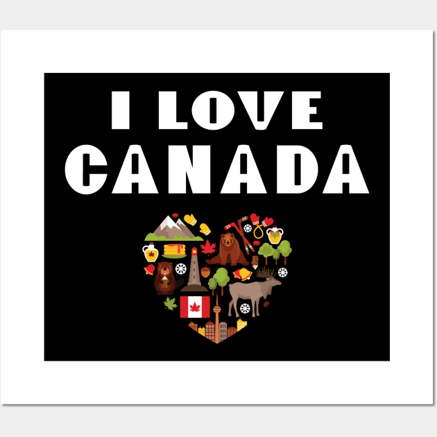 I Love Canada Canadian Symbols Wall Art by mstory